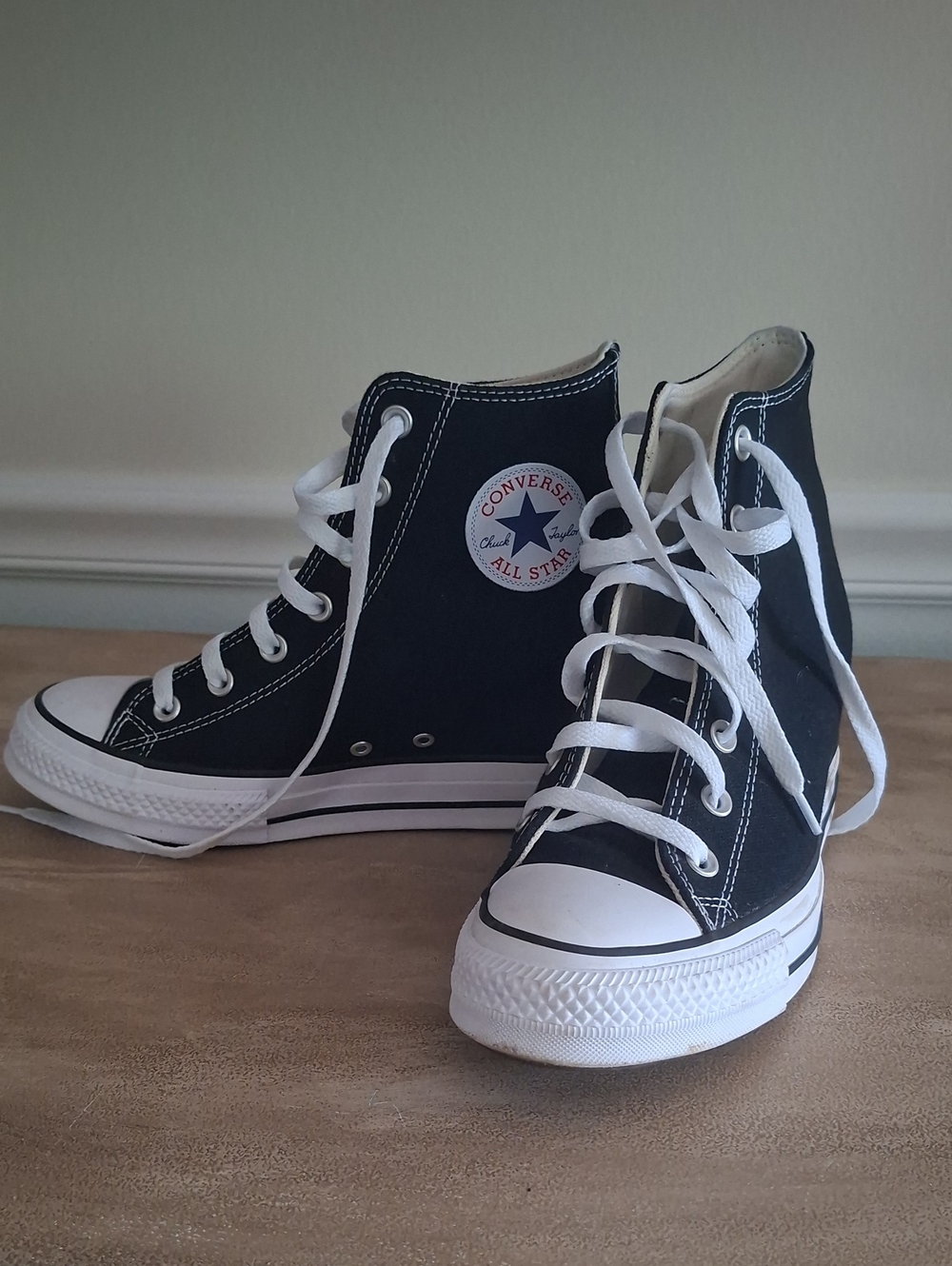 Converse Black and White Wedge High Top Sneakers